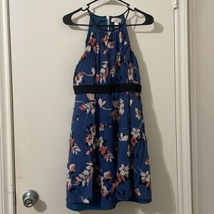 LOFT Blue Pink Halter Sundress for Wedding Guest Size 2